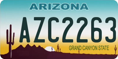 AZ license plate AZC2263