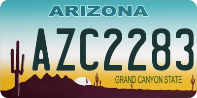AZ license plate AZC2283