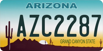 AZ license plate AZC2287