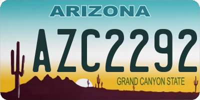 AZ license plate AZC2292