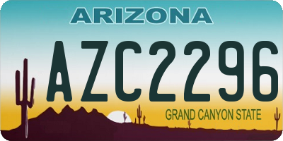 AZ license plate AZC2296
