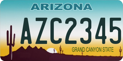 AZ license plate AZC2345
