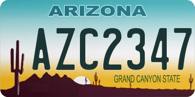 AZ license plate AZC2347