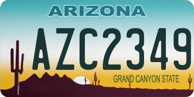 AZ license plate AZC2349