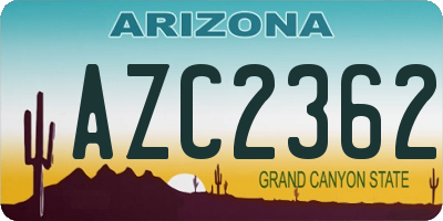 AZ license plate AZC2362