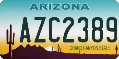 AZ license plate AZC2389