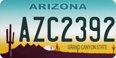 AZ license plate AZC2392