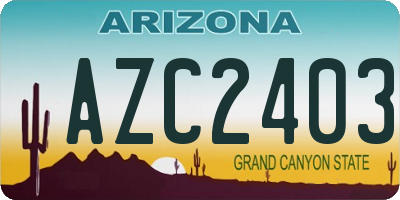 AZ license plate AZC2403