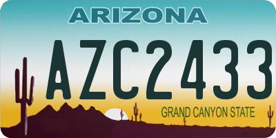 AZ license plate AZC2433
