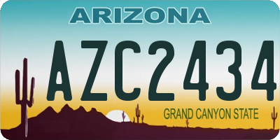 AZ license plate AZC2434