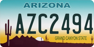 AZ license plate AZC2494