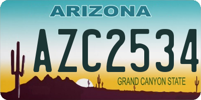 AZ license plate AZC2534