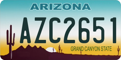 AZ license plate AZC2651