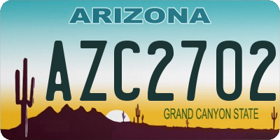 AZ license plate AZC2702