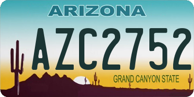 AZ license plate AZC2752