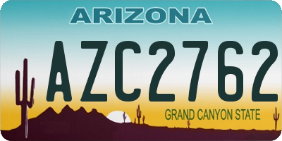 AZ license plate AZC2762