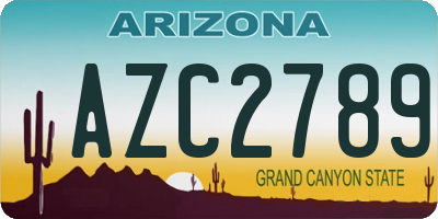 AZ license plate AZC2789