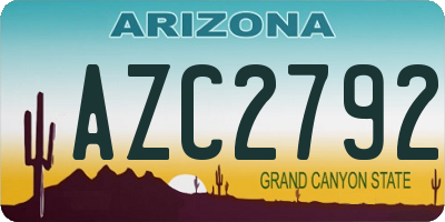 AZ license plate AZC2792