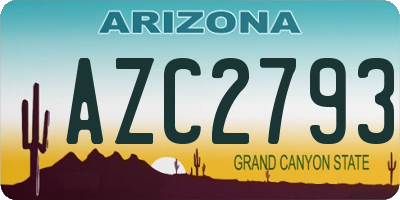 AZ license plate AZC2793
