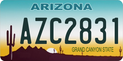AZ license plate AZC2831