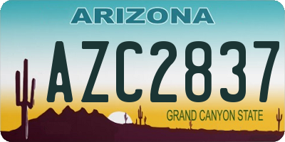 AZ license plate AZC2837