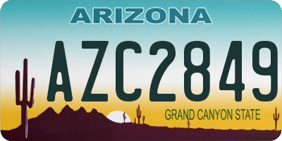 AZ license plate AZC2849