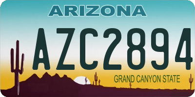 AZ license plate AZC2894