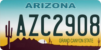 AZ license plate AZC2908