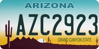 AZ license plate AZC2923