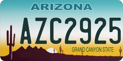 AZ license plate AZC2925