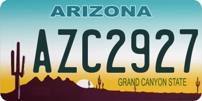 AZ license plate AZC2927
