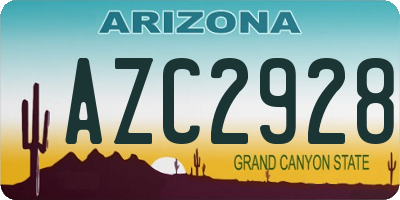 AZ license plate AZC2928