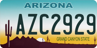 AZ license plate AZC2929