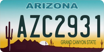 AZ license plate AZC2931