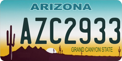 AZ license plate AZC2933