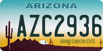 AZ license plate AZC2936