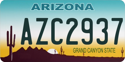 AZ license plate AZC2937