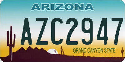 AZ license plate AZC2947