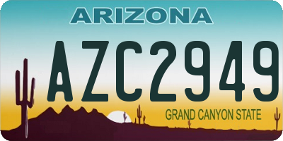 AZ license plate AZC2949