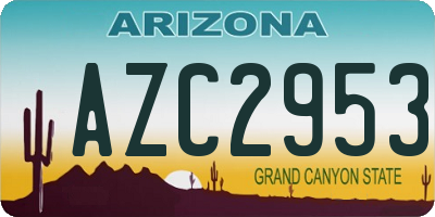 AZ license plate AZC2953