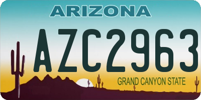 AZ license plate AZC2963