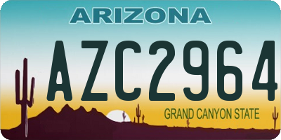 AZ license plate AZC2964