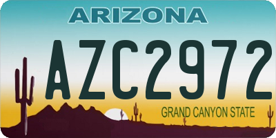 AZ license plate AZC2972