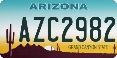 AZ license plate AZC2982