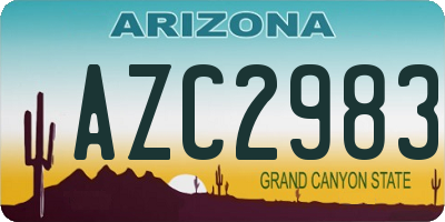 AZ license plate AZC2983