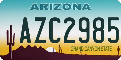 AZ license plate AZC2985