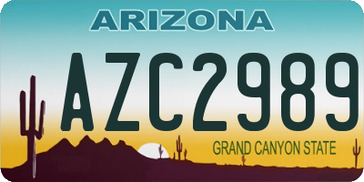 AZ license plate AZC2989