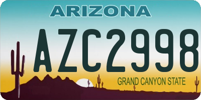 AZ license plate AZC2998