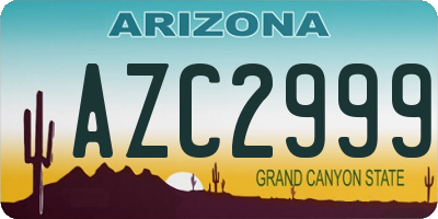 AZ license plate AZC2999