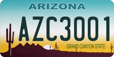 AZ license plate AZC3001